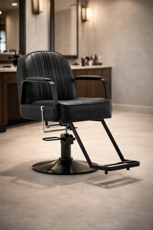 Silla de barbero color negro con base negra mod 1220